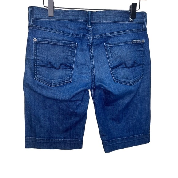 7 For All Mankind Blue Denim Shorts Size 28 - Picture 2 of 10